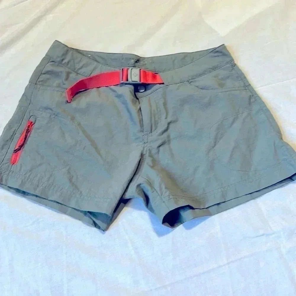 Columbia Grey Outdoor Shorts with Red Belt Detail